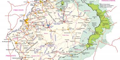Harta detaliată hartă de Lesotho